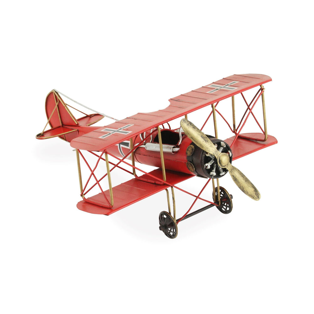 Homeroots 5" Red And Black Metal Hand Painted World War I "Fokker" Red Baron Model Airplane  Metal 489403