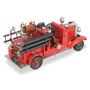 Homeroots 8" Red And Black Metal Hand Painted 1927's Fire Engine Model Car  Metal 489404