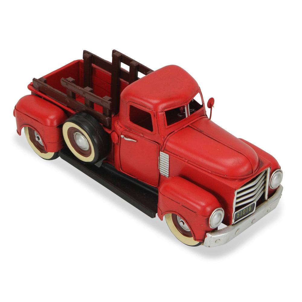 Homeroots 6" Red And Black Metal Hand Painted 1950's Red Truck Model Car  Metal 489405