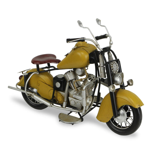 Homeroots 8" Yellow And Black Metal Hand Painted Model Motorcycle Tabletop Sculpture  Metal 489407