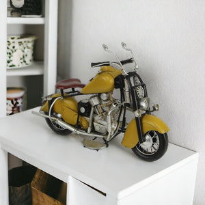 Homeroots 8" Yellow And Black Metal Hand Painted Model Motorcycle Tabletop Sculpture  Metal 489407