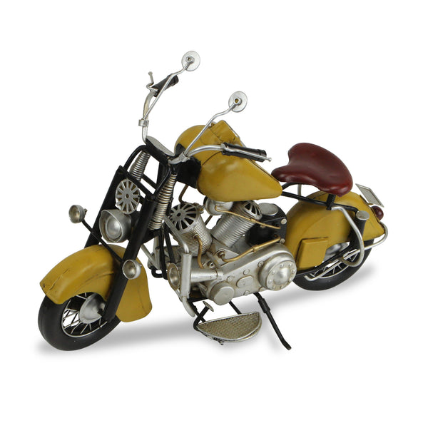 Homeroots 8" Yellow And Black Metal Hand Painted Model Motorcycle Tabletop Sculpture  Metal 489407