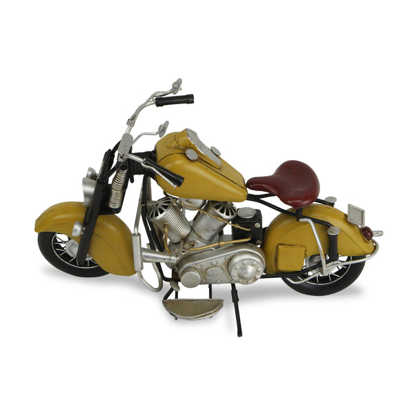 Homeroots 8" Yellow And Black Metal Hand Painted Model Motorcycle Tabletop Sculpture  Metal 489407