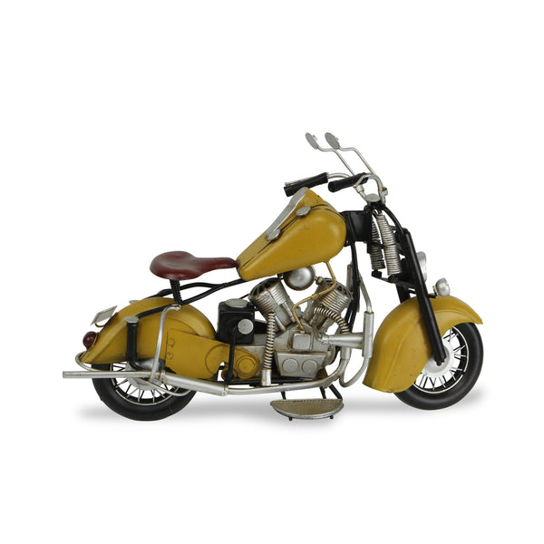 Homeroots 8" Yellow And Black Metal Hand Painted Model Motorcycle Tabletop Sculpture  Metal 489407