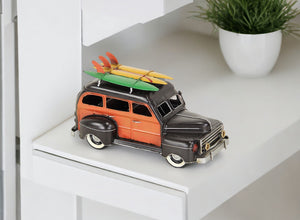 Homeroots 5" Black And Orange Metal Hand Painted Model Car  Metal 489410