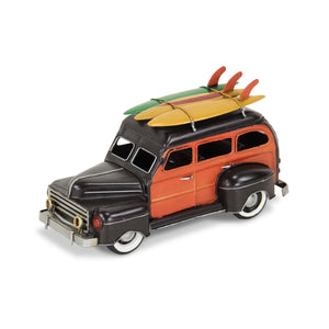 Homeroots 5" Black And Orange Metal Hand Painted Model Car  Metal 489410