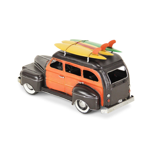 Homeroots 5" Black And Orange Metal Hand Painted Model Car  Metal 489410