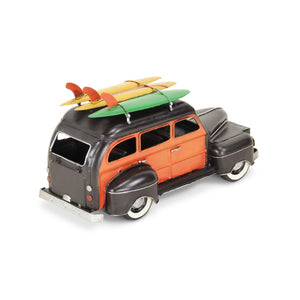 Homeroots 5" Black And Orange Metal Hand Painted Model Car  Metal 489410