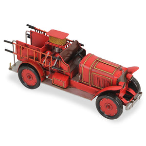 Homeroots 7" Red And Gold Metal Hand Painted 1923 Style Fire Truck Model Car  Metal 489411