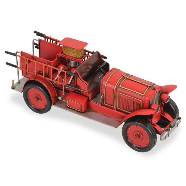 Homeroots 7" Red And Gold Metal Hand Painted 1923 Style Fire Truck Model Car  Metal 489411