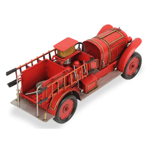 Homeroots 7" Red And Gold Metal Hand Painted 1923 Style Fire Truck Model Car  Metal 489411