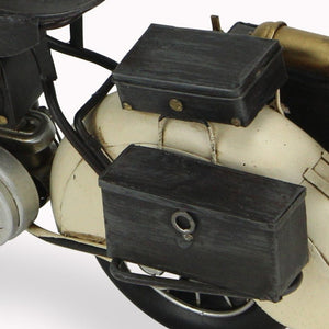 Homeroots 10" Cream Metal Hand Painted Early 1900's Police Motorcycle Model Model Motorcycle  Metal 489413
