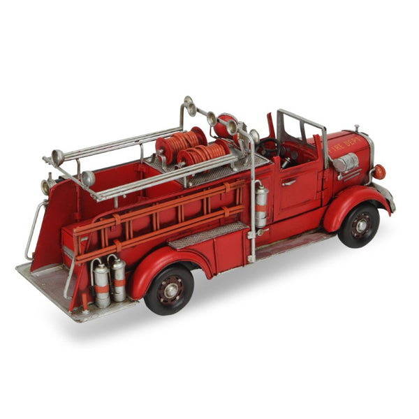 7 Inch Hand Painted Red Metal Truck Figurine Rustic Farmhouse Holiday Decor