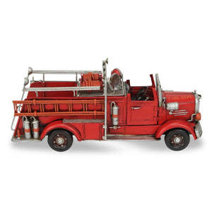7 Inch Hand Painted Red Metal Truck Figurine Rustic Farmhouse Holiday Decor