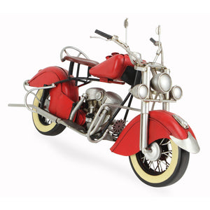 Homeroots 8" Red And Silver Metal Hand Painted Model Motorcycle Tabletop Sculpture  Metal 489416
