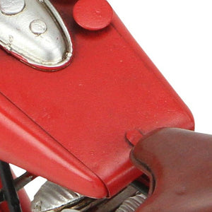 Homeroots 8" Red And Silver Metal Hand Painted Model Motorcycle Tabletop Sculpture  Metal 489416
