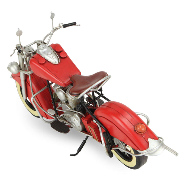 Homeroots 8" Red And Silver Metal Hand Painted Model Motorcycle Tabletop Sculpture  Metal 489416