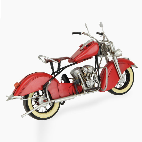 Homeroots 8" Red And Silver Metal Hand Painted Model Motorcycle Tabletop Sculpture  Metal 489416