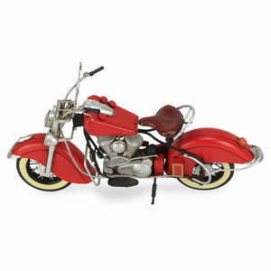 Homeroots 8" Red And Silver Metal Hand Painted Model Motorcycle Tabletop Sculpture  Metal 489416