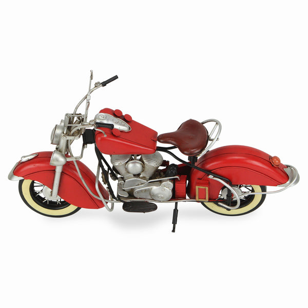 Homeroots 8" Red And Silver Metal Hand Painted Model Motorcycle Tabletop Sculpture  Metal 489416