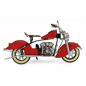 Homeroots 8" Red And Silver Metal Hand Painted Model Motorcycle Tabletop Sculpture  Metal 489416