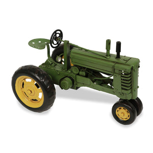 Homeroots 7" Green And Black Metal Hand Painted Model Tractor Tabletop Sculpture  Metal 489418