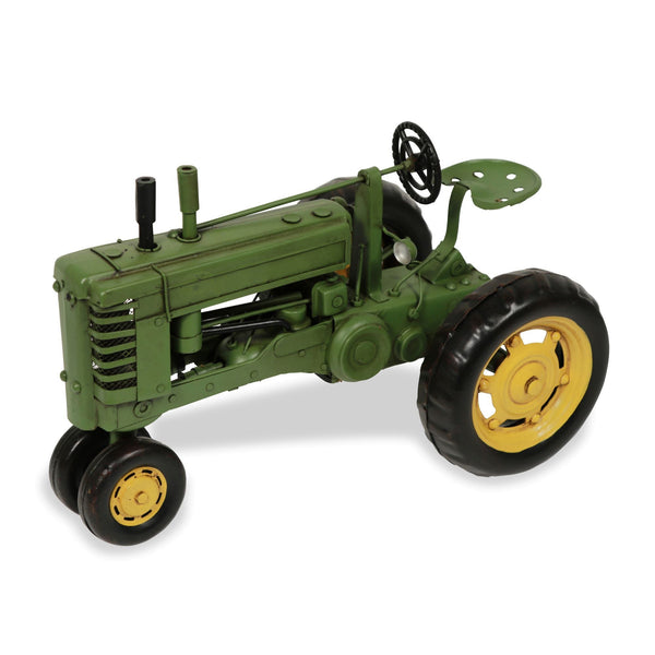 Homeroots 7" Green And Black Metal Hand Painted Model Tractor Tabletop Sculpture  Metal 489418