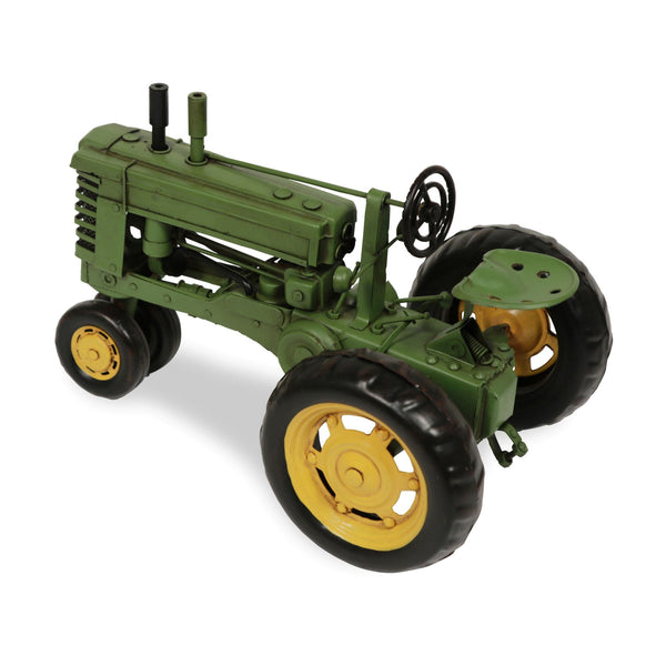 Homeroots 7" Green And Black Metal Hand Painted Model Tractor Tabletop Sculpture  Metal 489418