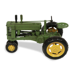Homeroots 7" Green And Black Metal Hand Painted Model Tractor Tabletop Sculpture  Metal 489418