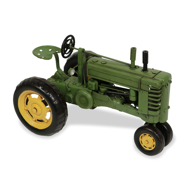Homeroots 7" Green And Black Metal Hand Painted Model Tractor Tabletop Sculpture  Metal 489418