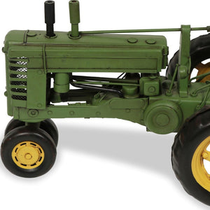 Homeroots 7" Green And Black Metal Hand Painted Model Tractor Tabletop Sculpture  Metal 489418