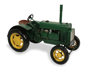 Homeroots 8" Green And Black Metal Hand Painted Model Tractor Tabletop Sculpture  Metal 489422