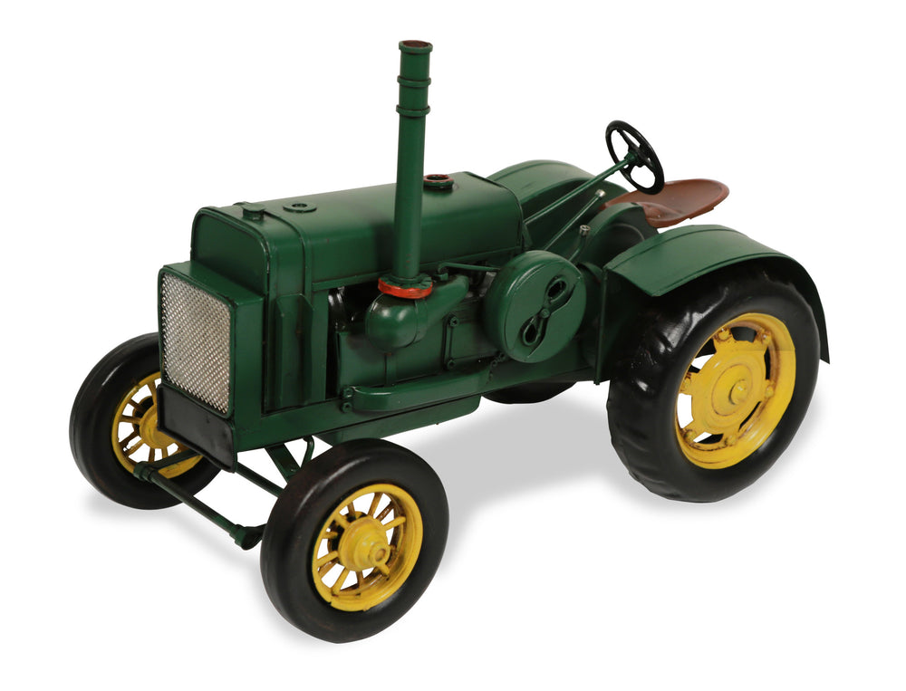 Homeroots 8" Green And Black Metal Hand Painted Model Tractor Tabletop Sculpture  Metal 489422