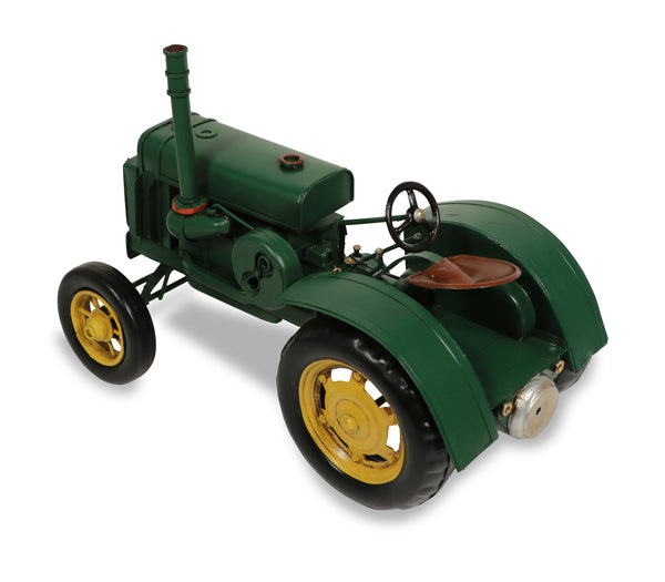 Homeroots 8" Green And Black Metal Hand Painted Model Tractor Tabletop Sculpture  Metal 489422