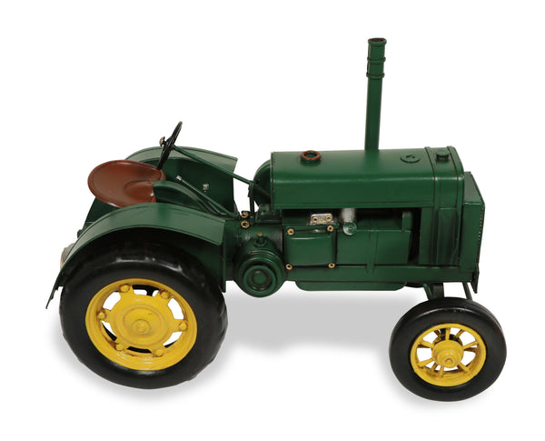 Homeroots 8" Green And Black Metal Hand Painted Model Tractor Tabletop Sculpture  Metal 489422