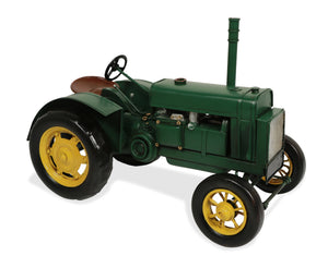 Homeroots 8" Green And Black Metal Hand Painted Model Tractor Tabletop Sculpture  Metal 489422