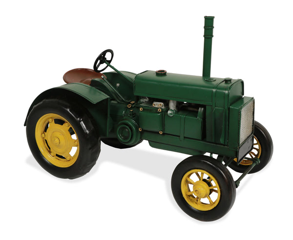 Homeroots 8" Green And Black Metal Hand Painted Model Tractor Tabletop Sculpture  Metal 489422