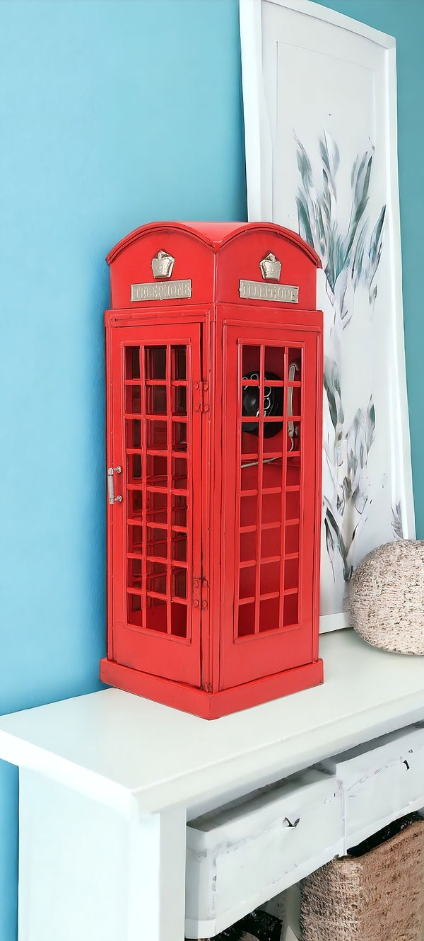 Homeroots 17" Red And Silver Metal Hand Painted Figurine  Metal 489423