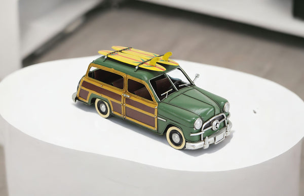 Homeroots 7" Yellow And Green Metal Hand Painted 1949 Green Woody Model Car  Metal 489424