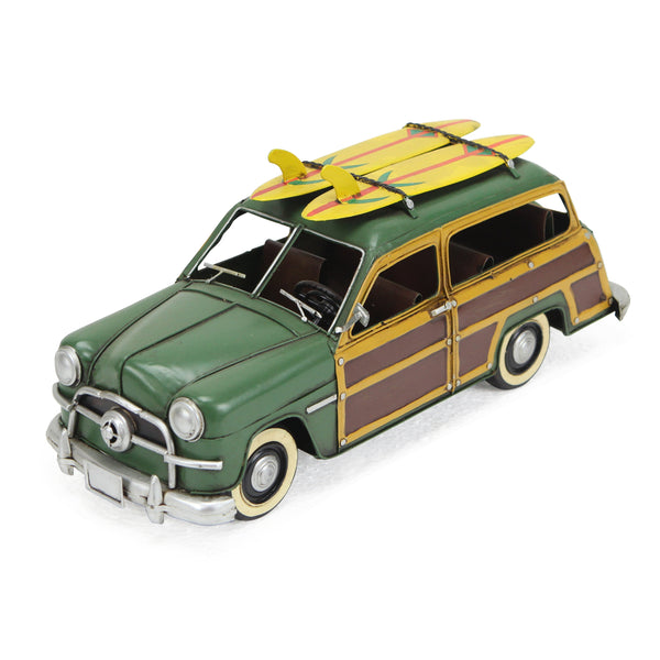Homeroots 7" Yellow And Green Metal Hand Painted 1949 Green Woody Model Car  Metal 489424