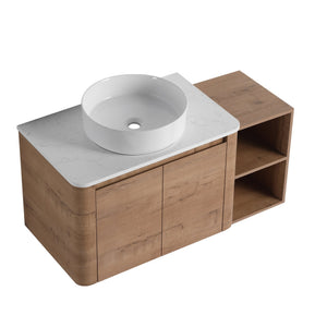 English Elm 42'' Wall-Mounted Bathroom Vanity With Ceramic Sink, Soft-Close Doors & Ample Storage For Modern Style W999S00412