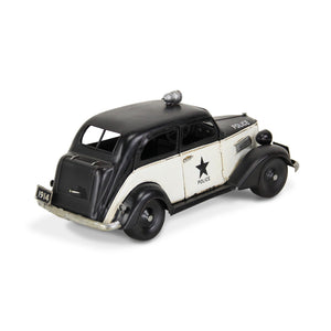 Homeroots 7" Black And White Metal Hand Painted 1937 Police Car Model Car  Metal 489427