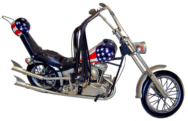 Homeroots 12" Blue And Silver Metal Hand Painted 1969 American Chopper Decorative Model Model Motorcycle  Metal 489428