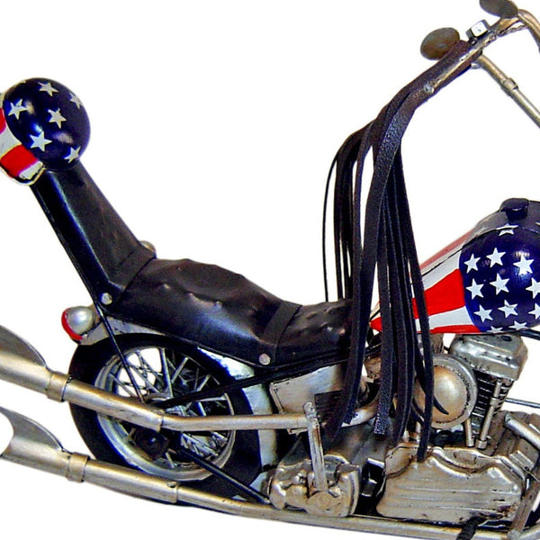 Homeroots 12" Blue And Silver Metal Hand Painted 1969 American Chopper Decorative Model Model Motorcycle  Metal 489428