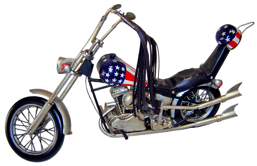 Homeroots 12" Blue And Silver Metal Hand Painted 1969 American Chopper Decorative Model Model Motorcycle  Metal 489428