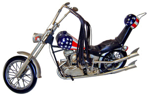 Homeroots 12" Blue And Silver Metal Hand Painted 1969 American Chopper Decorative Model Model Motorcycle  Metal 489428