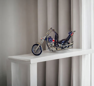 Homeroots 12" Blue And Silver Metal Hand Painted 1969 American Chopper Decorative Model Model Motorcycle  Metal 489428