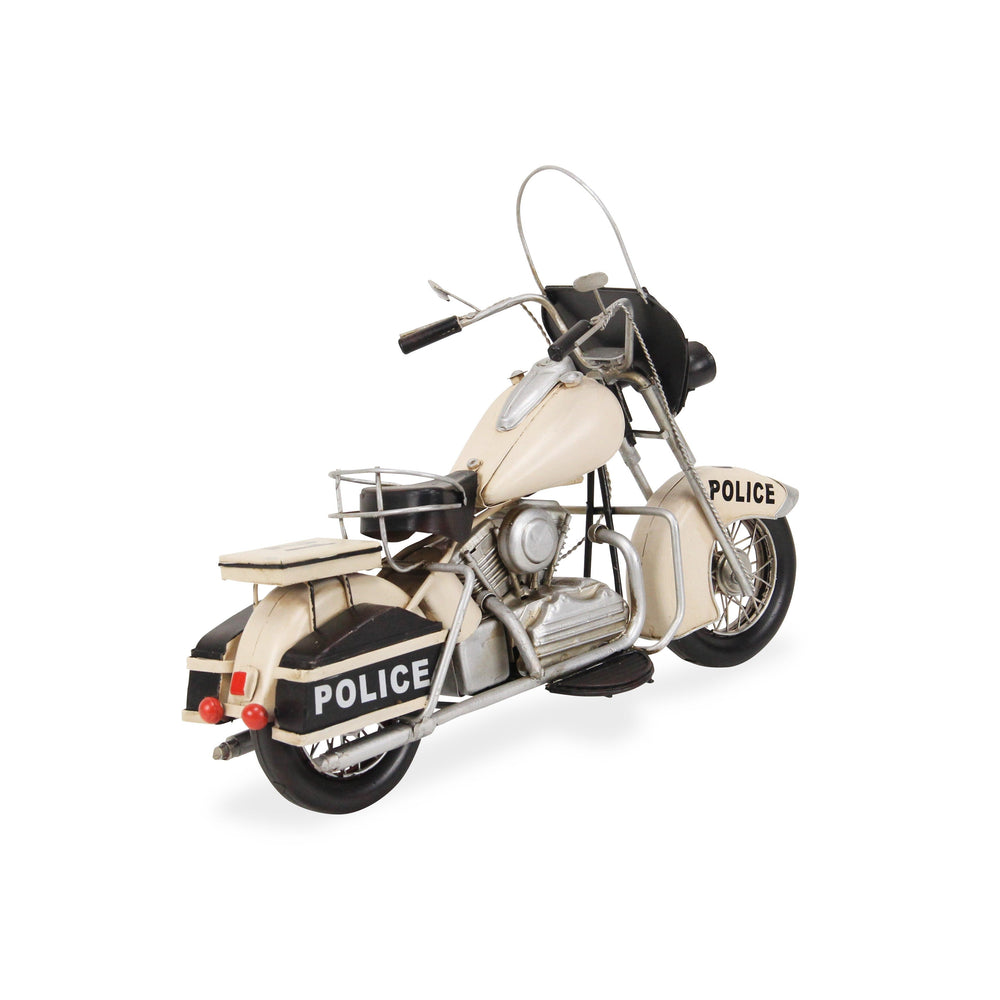 Homeroots 10" Cream Metal Hand Painted Model Motorcycle  Metal 489429