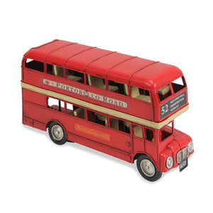 Homeroots 6" Red Metal Hand Painted Model Bus  Metal 489433
