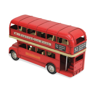 Homeroots 6" Red Metal Hand Painted Model Bus  Metal 489433